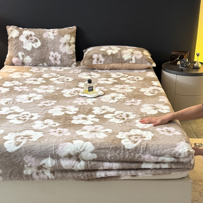 91家纺网 家纺一手货源 找家纺 小叮当家纺仓储工厂店 2025新款印花兔毛绒高克重单床笠 床笠单件 床笠-繁花