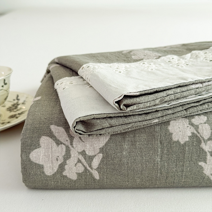 91家纺网 家纺一手货源 找家纺 丝芙妮家居（原乐视家纺） 2025新款全棉纯棉蕾丝花边原麻单件床单单品床单 清水欢