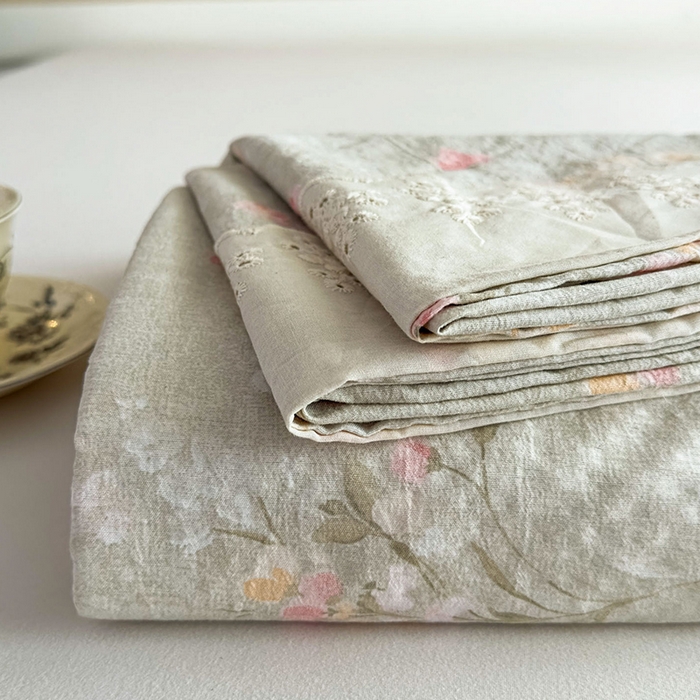 91家纺网 家纺一手货源 找家纺 丝芙妮家居（原乐视家纺） 2025新款全棉纯棉蕾丝花边原麻单件床单单品床单 岁月留声