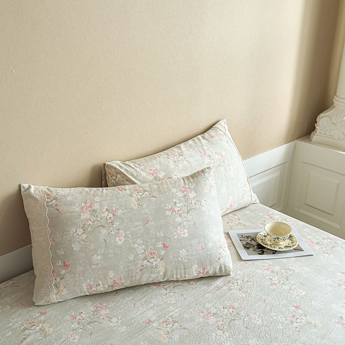 91家纺网 家纺一手货源 找家纺 丝芙妮家居（原乐视家纺） 2025新款全棉纯棉蕾丝花边原麻单件床单单品床单 岁月留声