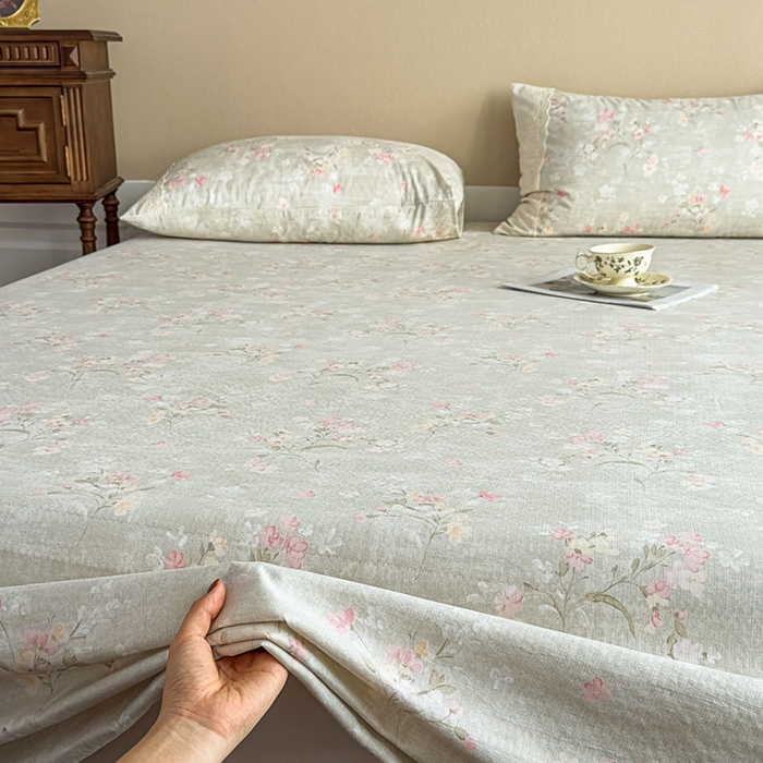 91家纺网 家纺一手货源 找家纺 丝芙妮家居（原乐视家纺） 2025新款全棉纯棉蕾丝花边原麻单件床单单品床单 岁月留声