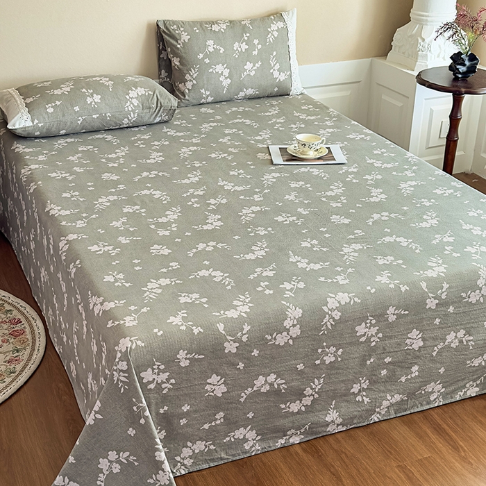 91家纺网 家纺一手货源 找家纺 丝芙妮家居（原乐视家纺） 2025新款全棉纯棉蕾丝花边原麻单件床单单品床单 清水欢