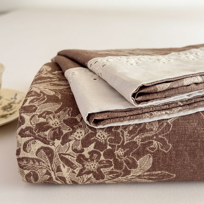 丝芙妮家居（原乐视家纺） 2025新款全棉纯棉蕾丝花边原麻单件床单单品床单 浅影摇