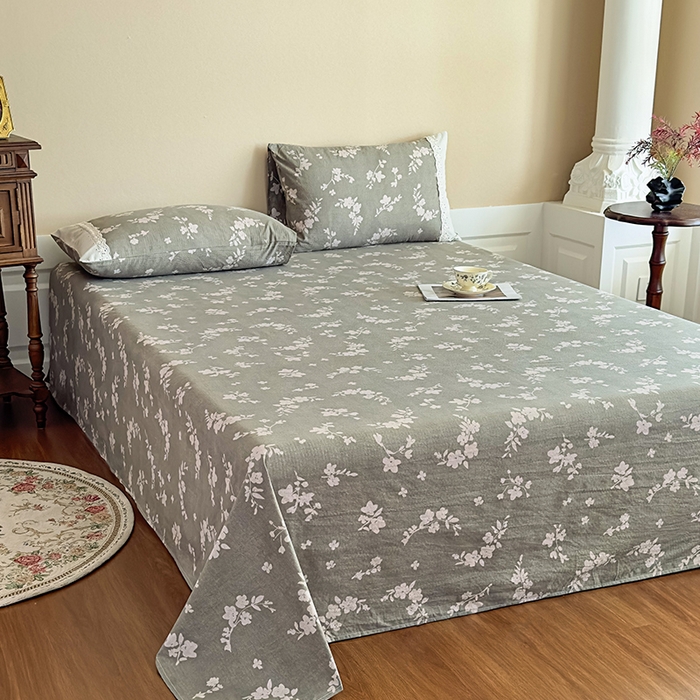 91家纺网 家纺一手货源 找家纺 丝芙妮家居（原乐视家纺） 2025新款全棉纯棉蕾丝花边原麻单件床单单品床单 清水欢