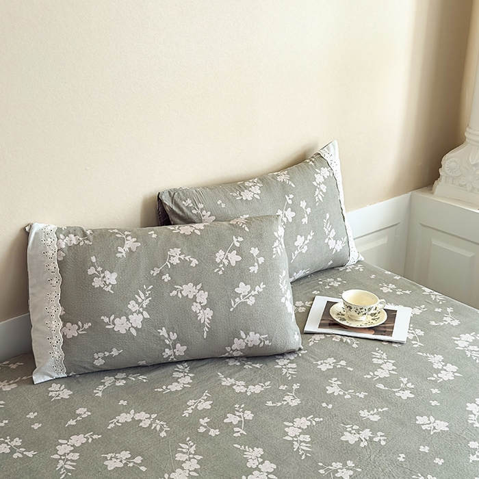 91家纺网 家纺一手货源 找家纺 丝芙妮家居（原乐视家纺） 2025新款全棉纯棉蕾丝花边原麻单件床单单品床单 清水欢