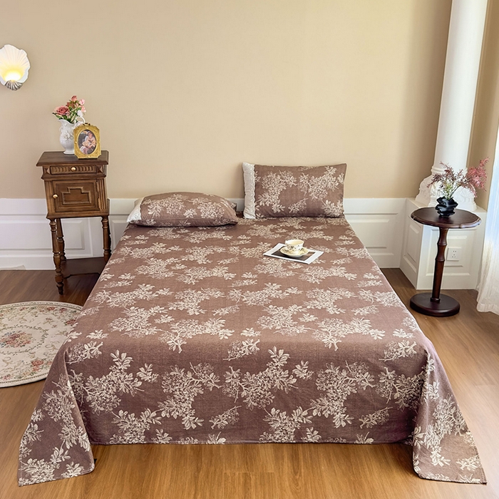 91家纺网 家纺一手货源 找家纺 丝芙妮家居（原乐视家纺） 2025新款全棉纯棉蕾丝花边原麻单件床单单品床单 浅影摇