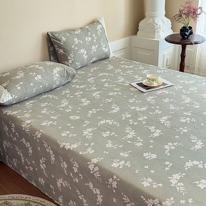 91家纺网 家纺一手货源 找家纺 丝芙妮家居（原乐视家纺） 2025新款全棉纯棉蕾丝花边原麻单件床单单品床单 清水欢