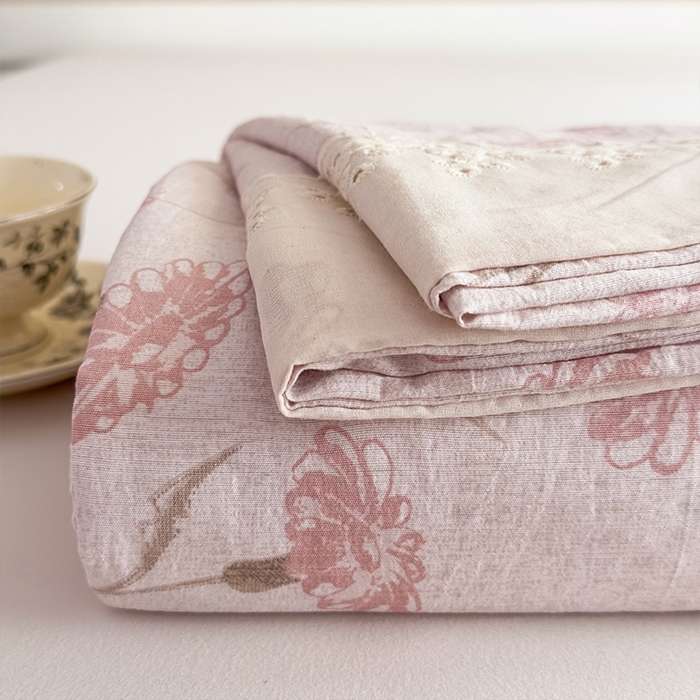 丝芙妮家居（原乐视家纺） 2025新款全棉纯棉蕾丝花边原麻单件床单单品床单 春意漫漫