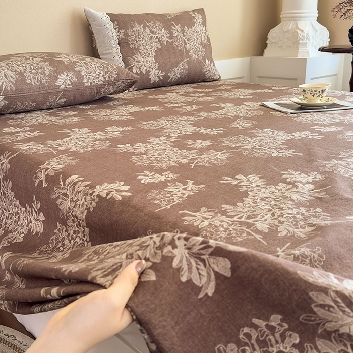 91家纺网 家纺一手货源 找家纺 丝芙妮家居（原乐视家纺） 2025新款全棉纯棉蕾丝花边原麻单件床单单品床单 浅影摇