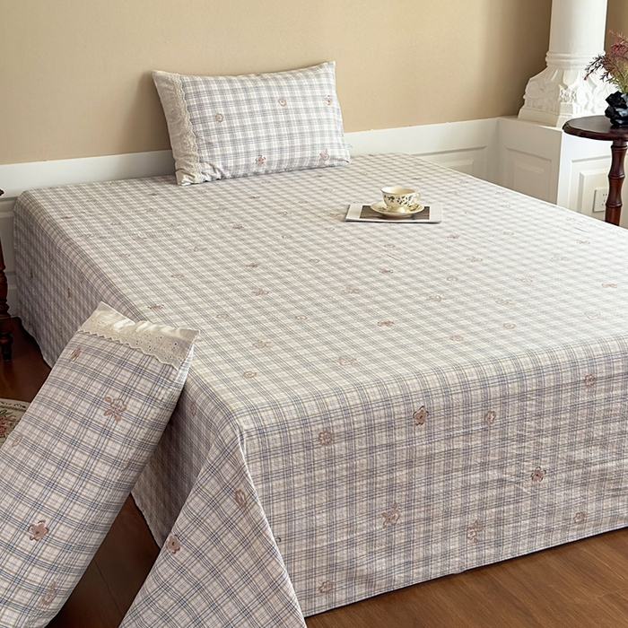 91家纺网 家纺一手货源 找家纺 丝芙妮家居（原乐视家纺） 2025新款全棉纯棉蕾丝花边原麻单件床单单品床单 素律