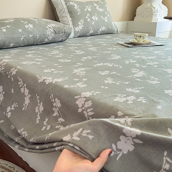 91家纺网 家纺一手货源 找家纺 丝芙妮家居（原乐视家纺） 2025新款全棉纯棉蕾丝花边原麻单件床单单品床单 清水欢