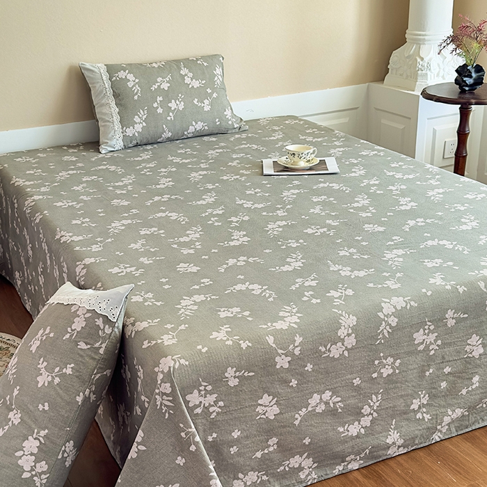 91家纺网 家纺一手货源 找家纺 丝芙妮家居（原乐视家纺） 2025新款全棉纯棉蕾丝花边原麻单件床单单品床单 清水欢