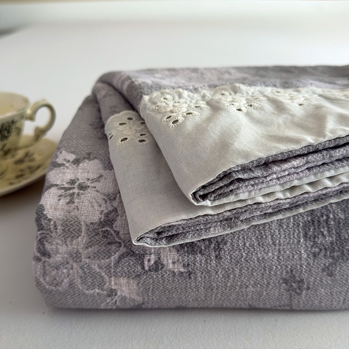 91家纺网 家纺一手货源 找家纺 丝芙妮家居（原乐视家纺） 2025新款全棉纯棉蕾丝花边原麻单件床单单品床单 法式浪漫