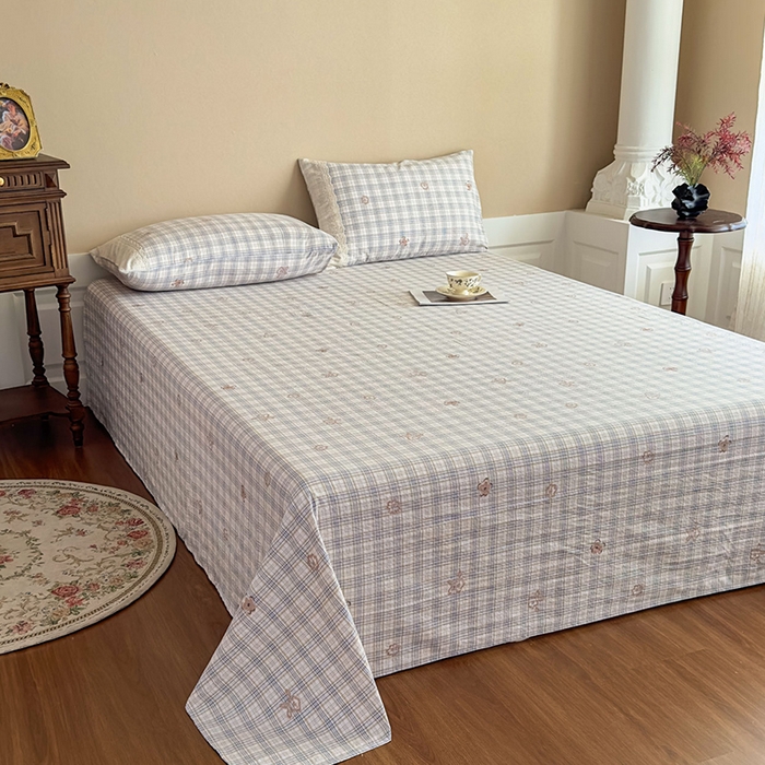 91家纺网 家纺一手货源 找家纺 丝芙妮家居（原乐视家纺） 2025新款全棉纯棉蕾丝花边原麻单件床单单品床单 素律