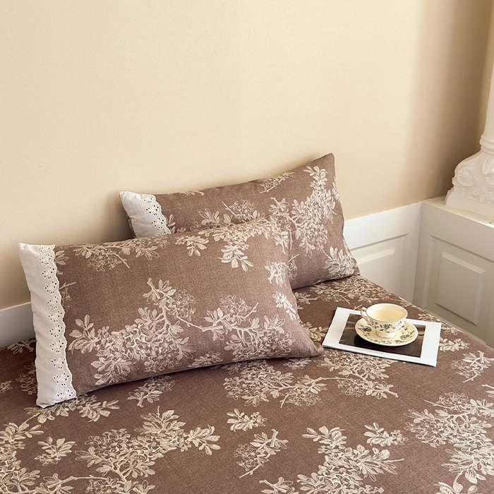 91家纺网 家纺一手货源 找家纺 丝芙妮家居（原乐视家纺） 2025新款全棉纯棉蕾丝花边原麻单件床单单品床单 浅影摇