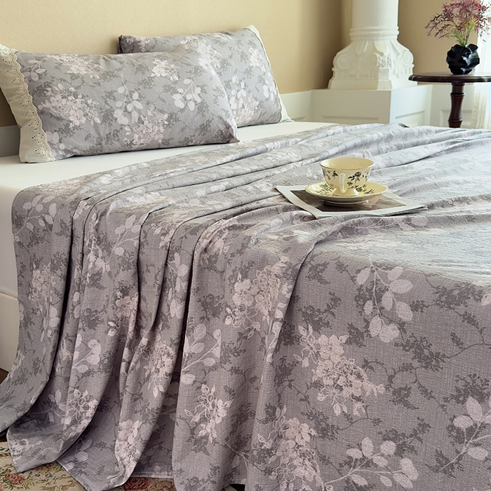 91家纺网 家纺一手货源 找家纺 丝芙妮家居（原乐视家纺） 2025新款全棉纯棉蕾丝花边原麻单件床单单品床单 法式浪漫