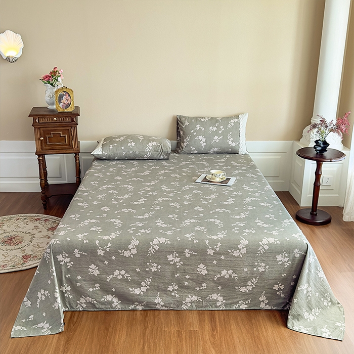 91家纺网 家纺一手货源 找家纺 丝芙妮家居（原乐视家纺） 2025新款全棉纯棉蕾丝花边原麻单件床单单品床单 清水欢