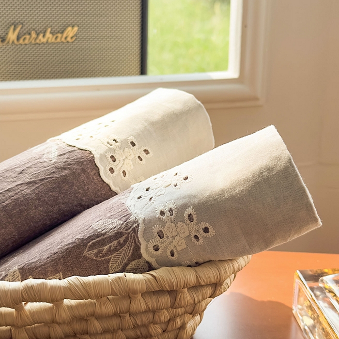 91家纺网 家纺一手货源 找家纺 丝芙妮家居（原乐视家纺） 2025新款全棉纯棉蕾丝花边原麻单件床单单品床单 浅影摇