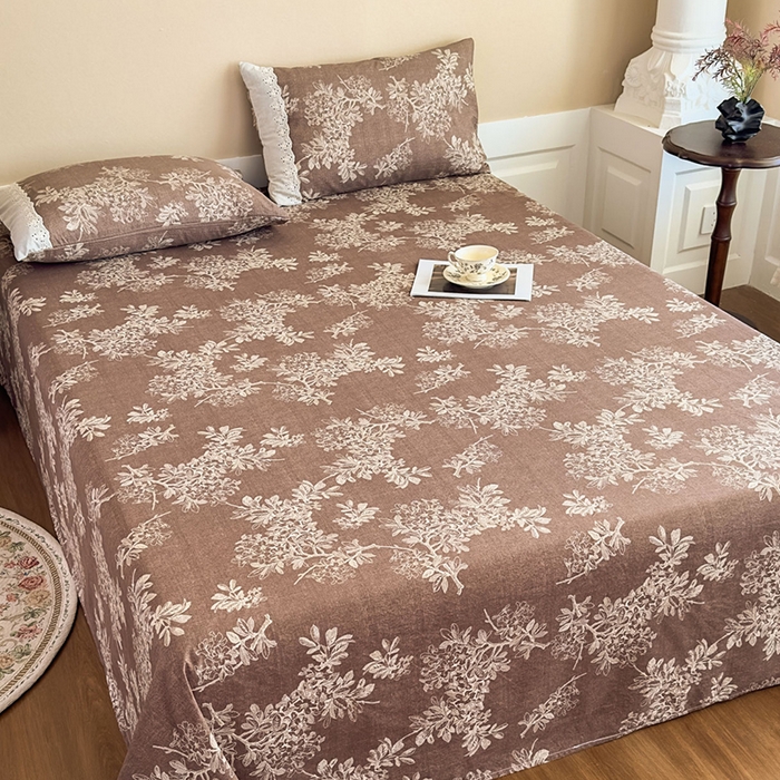 91家纺网 家纺一手货源 找家纺 丝芙妮家居（原乐视家纺） 2025新款全棉纯棉蕾丝花边原麻单件床单单品床单 浅影摇