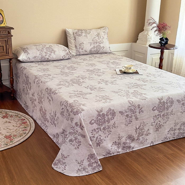 91家纺网 家纺一手货源 找家纺 丝芙妮家居（原乐视家纺） 2025新款全棉纯棉蕾丝花边原麻单件床单单品床单 森蔓