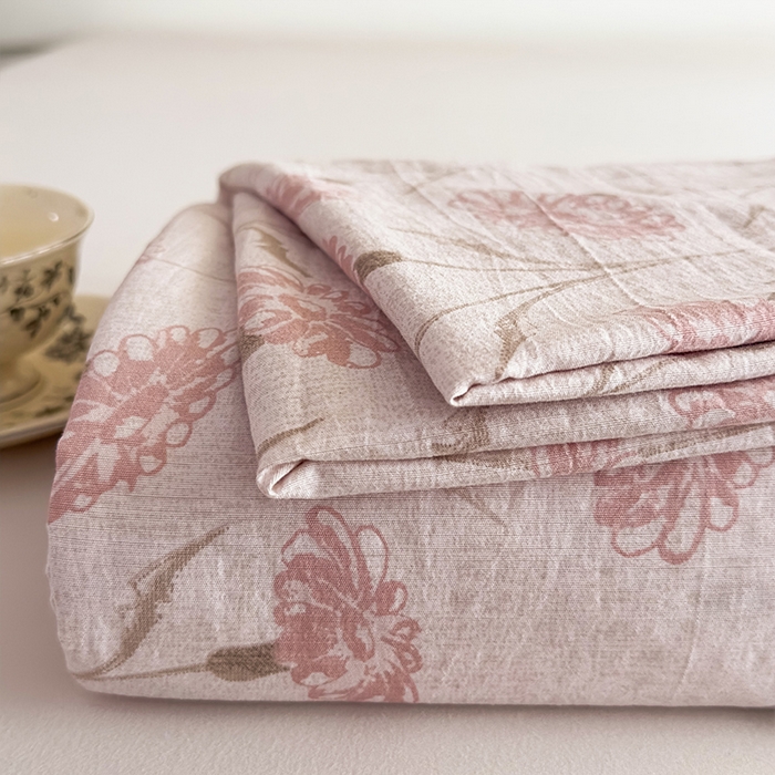 91家纺网 家纺一手货源 找家纺 丝芙妮家居（原乐视家纺） 2025新款全棉纯棉蕾丝花边原麻单件床单单品床单 春意漫漫