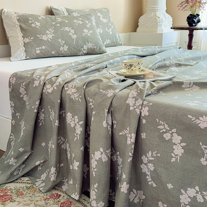 91家纺网 家纺一手货源 找家纺 丝芙妮家居（原乐视家纺） 2025新款全棉纯棉蕾丝花边原麻单件床单单品床单 清水欢