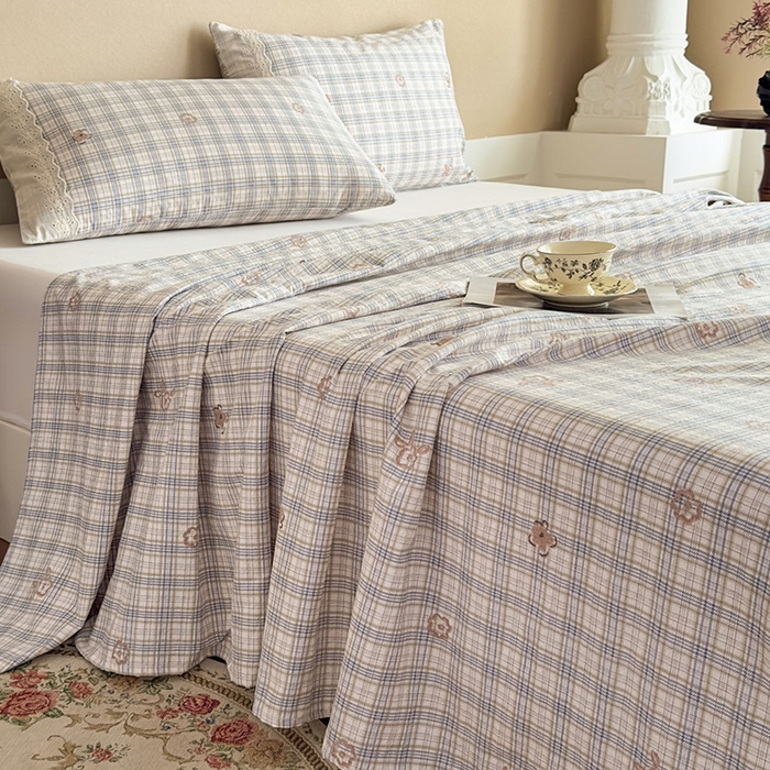 91家纺网 家纺一手货源 找家纺 丝芙妮家居（原乐视家纺） 2025新款全棉纯棉蕾丝花边原麻单件床单单品床单 素律