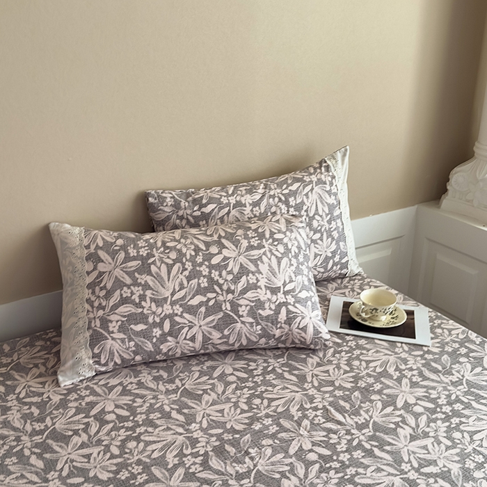 91家纺网 家纺一手货源 找家纺 丝芙妮家居（原乐视家纺） 2025新款全棉纯棉蕾丝花边原麻单件床单单品床单 相思岚