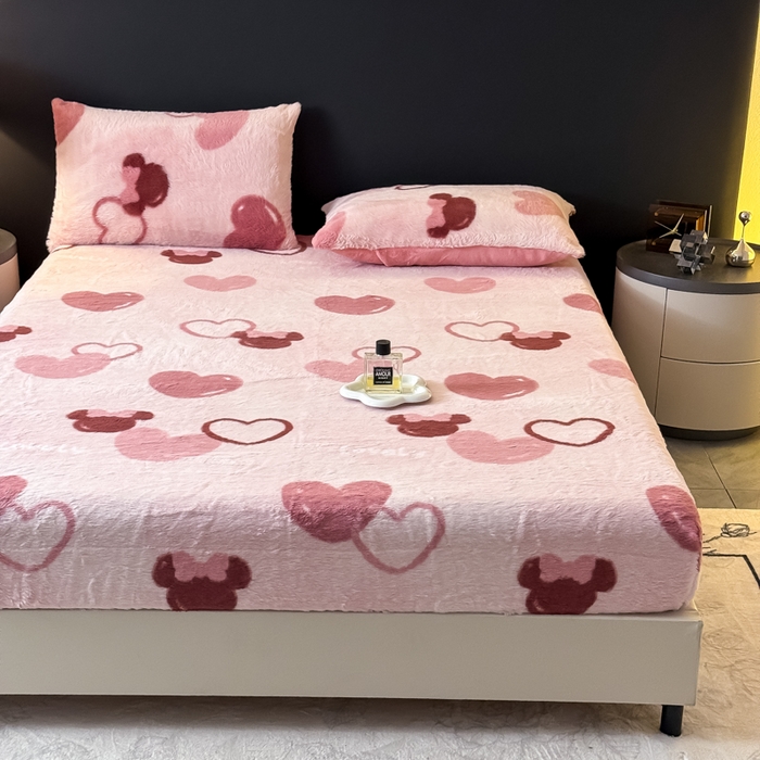 91家纺网 家纺一手货源 找家纺 小叮当家纺仓储工厂店 2025新款印花兔毛绒高克重单床笠 床笠单件 床笠-米妮