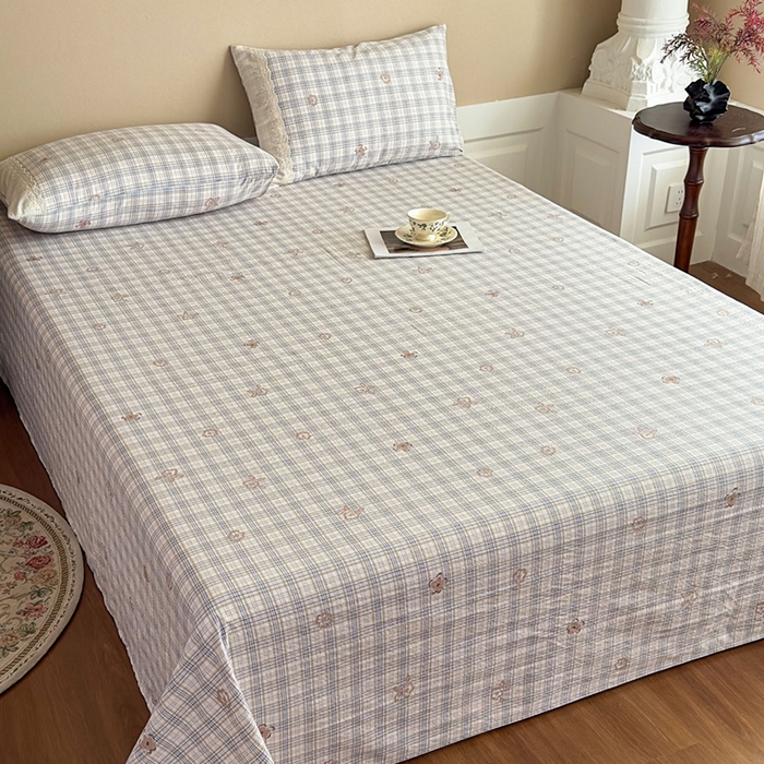 91家纺网 家纺一手货源 找家纺 丝芙妮家居（原乐视家纺） 2025新款全棉纯棉蕾丝花边原麻单件床单单品床单 素律