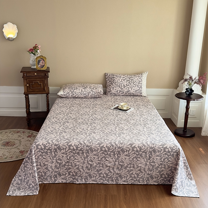 91家纺网 家纺一手货源 找家纺 丝芙妮家居（原乐视家纺） 2025新款全棉纯棉蕾丝花边原麻单件床单单品床单 相思岚