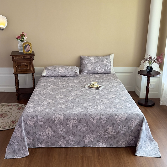 91家纺网 家纺一手货源 找家纺 丝芙妮家居（原乐视家纺） 2025新款全棉纯棉蕾丝花边原麻单件床单单品床单 法式浪漫