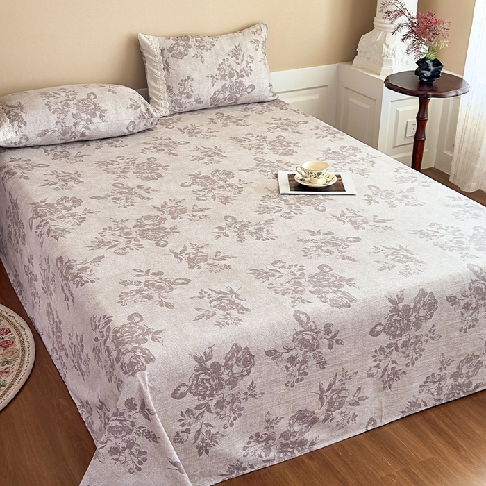 91家纺网 家纺一手货源 找家纺 丝芙妮家居（原乐视家纺） 2025新款全棉纯棉蕾丝花边原麻单件床单单品床单 森蔓