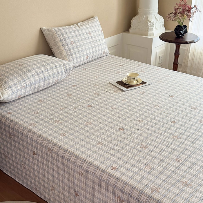 91家纺网 家纺一手货源 找家纺 丝芙妮家居（原乐视家纺） 2025新款全棉纯棉蕾丝花边原麻单件床单单品床单 素律