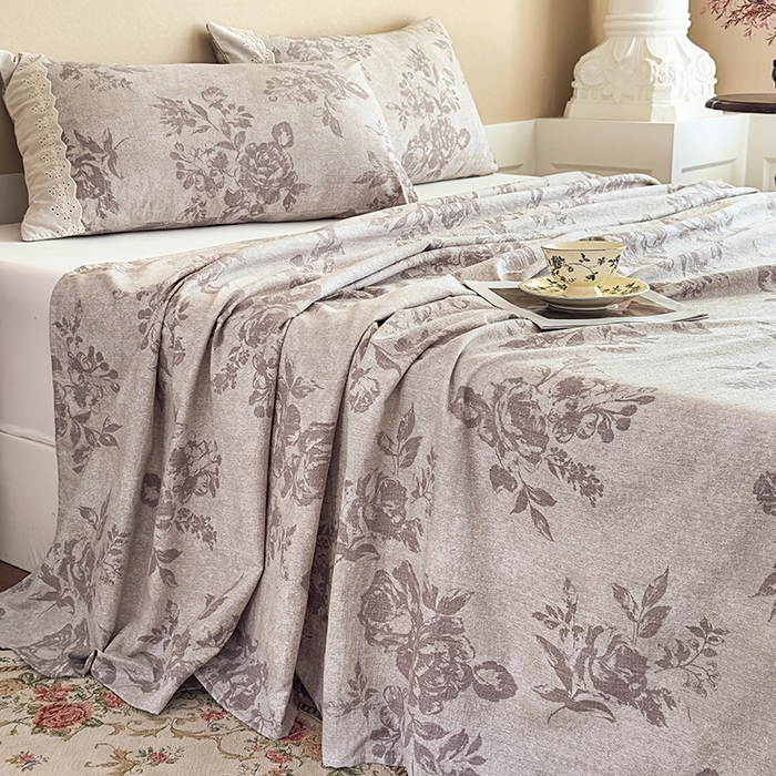 91家纺网 家纺一手货源 找家纺 丝芙妮家居（原乐视家纺） 2025新款全棉纯棉蕾丝花边原麻单件床单单品床单 森蔓