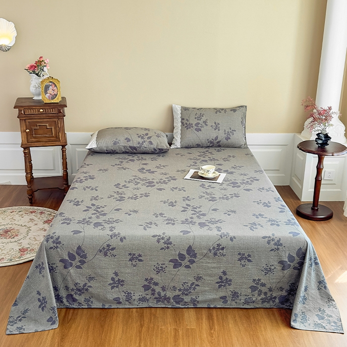 91家纺网 家纺一手货源 找家纺 丝芙妮家居（原乐视家纺） 2025新款全棉纯棉蕾丝花边原麻单件床单单品床单 夜色未央