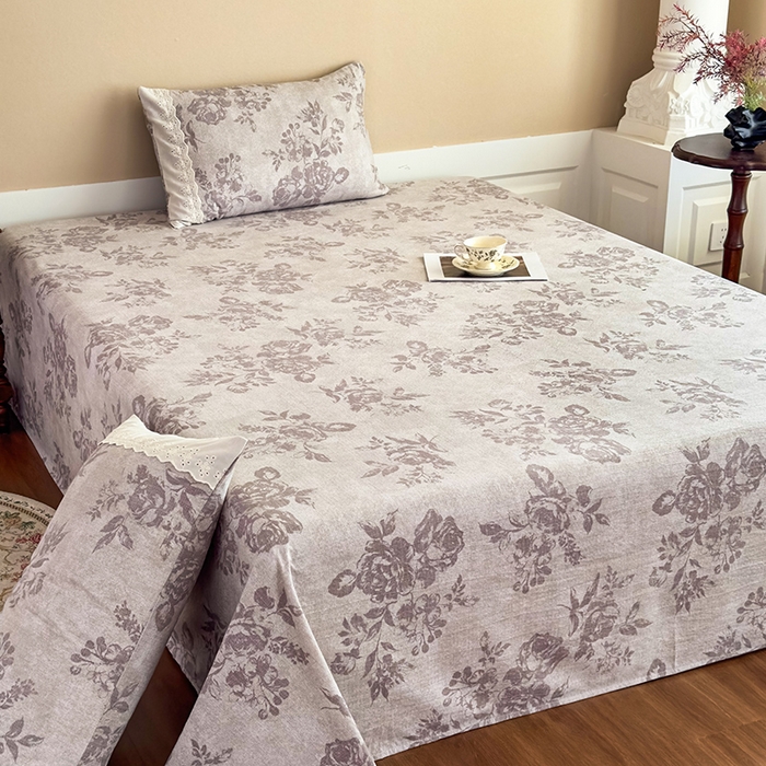 91家纺网 家纺一手货源 找家纺 丝芙妮家居（原乐视家纺） 2025新款全棉纯棉蕾丝花边原麻单件床单单品床单 森蔓