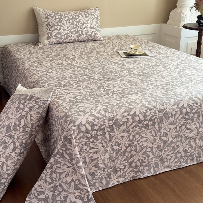 91家纺网 家纺一手货源 找家纺 丝芙妮家居（原乐视家纺） 2025新款全棉纯棉蕾丝花边原麻单件床单单品床单 相思岚