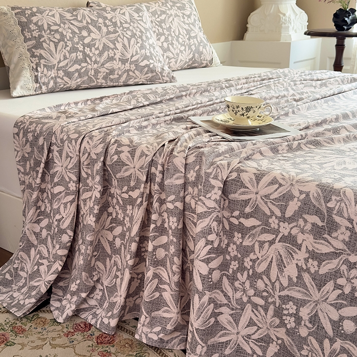 91家纺网 家纺一手货源 找家纺 丝芙妮家居（原乐视家纺） 2025新款全棉纯棉蕾丝花边原麻单件床单单品床单 相思岚