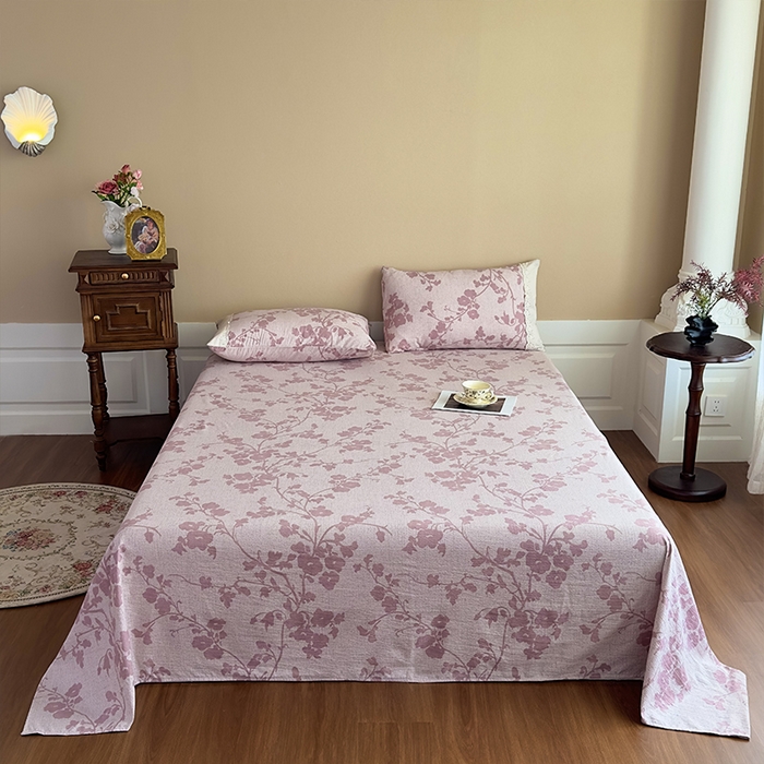 91家纺网 家纺一手货源 找家纺 丝芙妮家居（原乐视家纺） 2025新款全棉纯棉蕾丝花边原麻单件床单单品床单 云栖