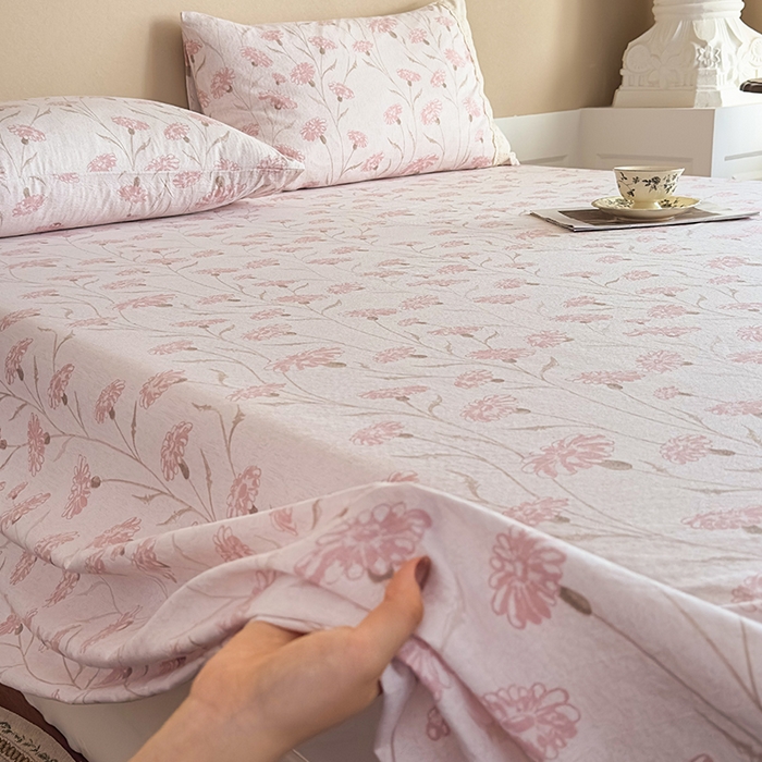 91家纺网 家纺一手货源 找家纺 丝芙妮家居（原乐视家纺） 2025新款全棉纯棉蕾丝花边原麻单件床单单品床单 春意漫漫