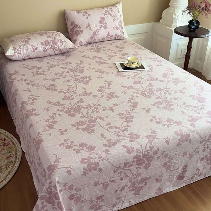 91家纺网 家纺一手货源 找家纺 丝芙妮家居（原乐视家纺） 2025新款全棉纯棉蕾丝花边原麻单件床单单品床单 云栖