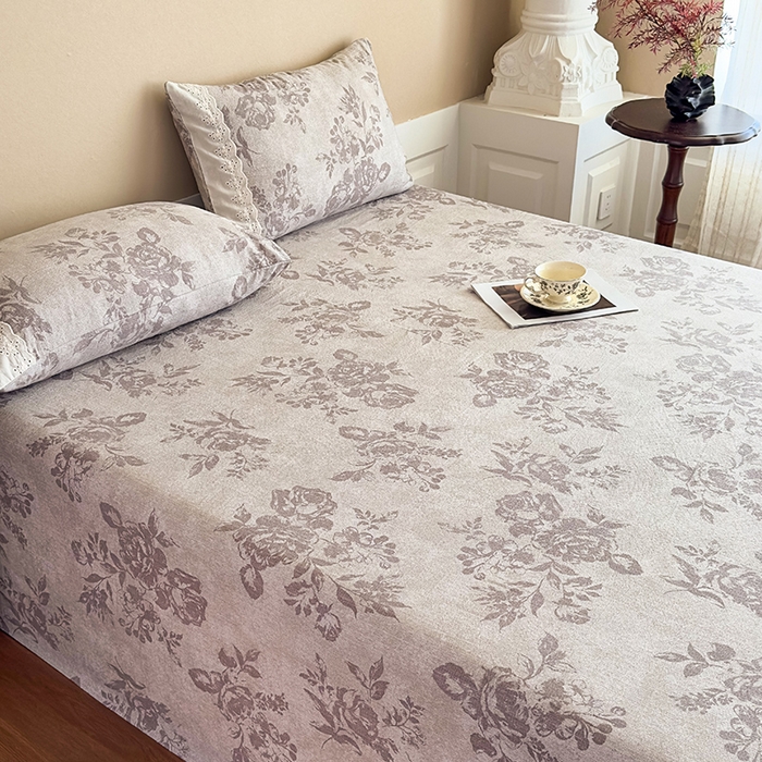 91家纺网 家纺一手货源 找家纺 丝芙妮家居（原乐视家纺） 2025新款全棉纯棉蕾丝花边原麻单件床单单品床单 森蔓