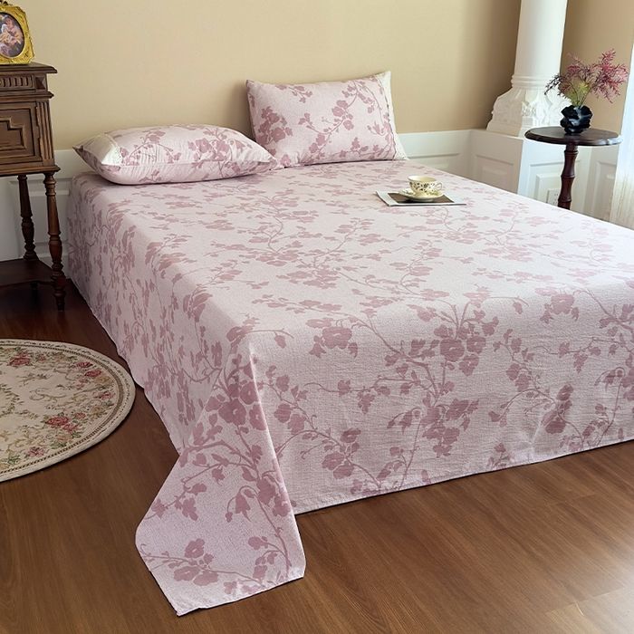 91家纺网 家纺一手货源 找家纺 丝芙妮家居（原乐视家纺） 2025新款全棉纯棉蕾丝花边原麻单件床单单品床单 云栖