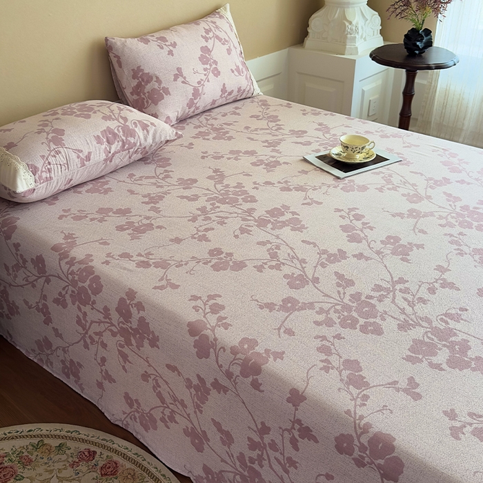 91家纺网 家纺一手货源 找家纺 丝芙妮家居（原乐视家纺） 2025新款全棉纯棉蕾丝花边原麻单件床单单品床单 云栖