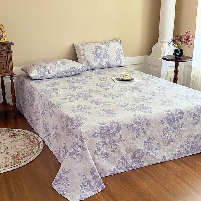 91家纺网 家纺一手货源 找家纺 丝芙妮家居（原乐视家纺） 2025新款全棉纯棉蕾丝花边原麻单件床单单品床单 梦幻花园