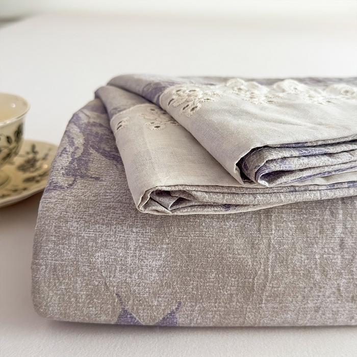 91家纺网 家纺一手货源 找家纺 丝芙妮家居（原乐视家纺） 2025新款全棉纯棉蕾丝花边原麻单件床单单品床单 梦幻花园