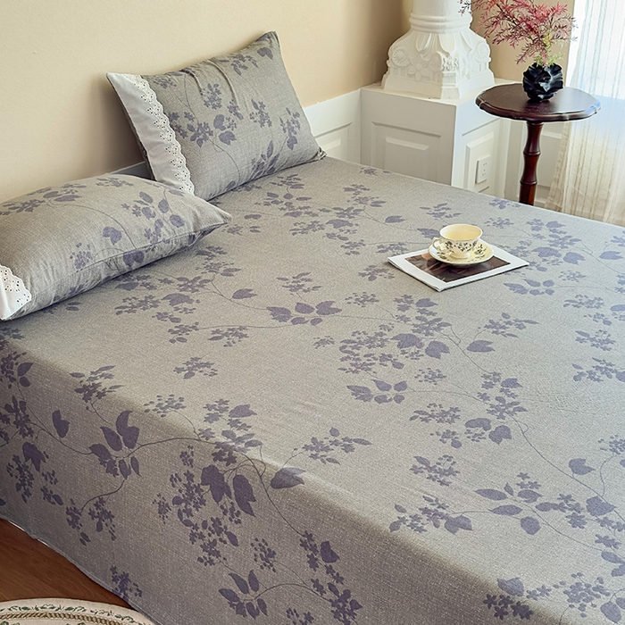 91家纺网 家纺一手货源 找家纺 丝芙妮家居（原乐视家纺） 2025新款全棉纯棉蕾丝花边原麻单件床单单品床单 夜色未央