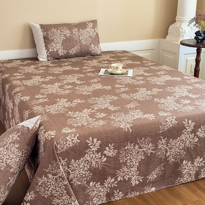 91家纺网 家纺一手货源 找家纺 丝芙妮家居（原乐视家纺） 2025新款全棉纯棉蕾丝花边原麻单件床单单品床单 浅影摇