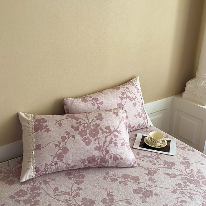 91家纺网 家纺一手货源 找家纺 丝芙妮家居（原乐视家纺） 2025新款全棉纯棉蕾丝花边原麻单件床单单品床单 云栖